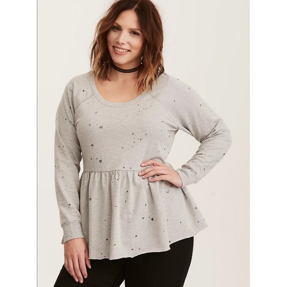 torrid Sweaters - NEW Torrid Gray Destructed Babydoll Sweatshirt 2X